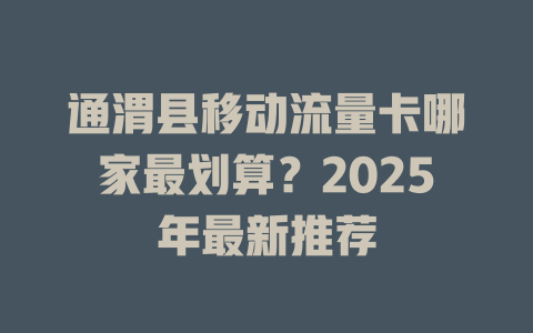通渭县移动流量卡哪家最划算？2025年最新推荐