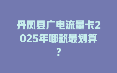 丹凤县广电流量卡2025年哪款最划算？