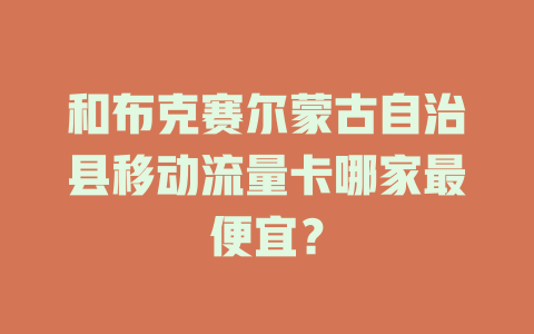 和布克赛尔蒙古自治县移动流量卡哪家最便宜？