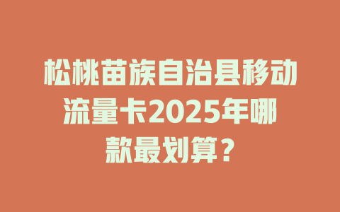 松桃苗族自治县移动流量卡2025年哪款最划算？