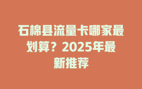 石棉县流量卡哪家最划算？2025年最新推荐