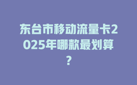 东台市移动流量卡2025年哪款最划算？