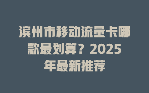 滨州市移动流量卡哪款最划算？2025年最新推荐