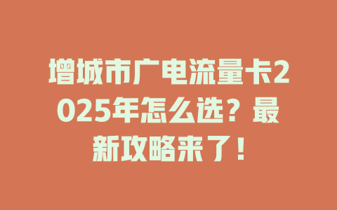 增城市广电流量卡2025年怎么选？最新攻略来了！