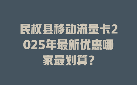民权县移动流量卡2025年最新优惠哪家最划算？