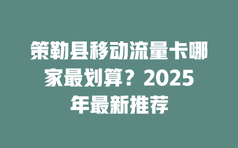 策勒县移动流量卡哪家最划算？2025年最新推荐