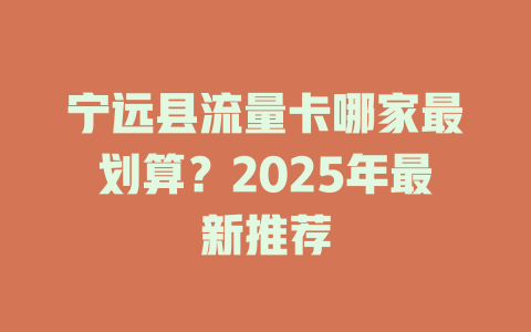 宁远县流量卡哪家最划算？2025年最新推荐