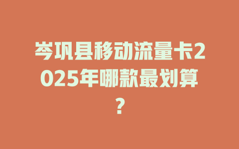 岑巩县移动流量卡2025年哪款最划算？