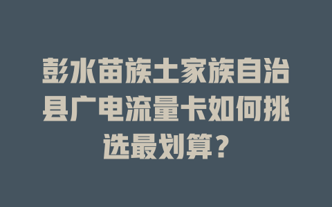 彭水苗族土家族自治县广电流量卡如何挑选最划算？
