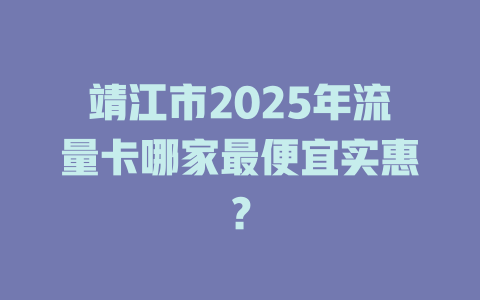 靖江市2025年流量卡哪家最便宜实惠？