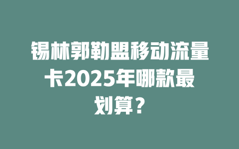 锡林郭勒盟移动流量卡2025年哪款最划算？