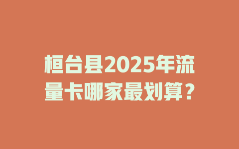 桓台县2025年流量卡哪家最划算？
