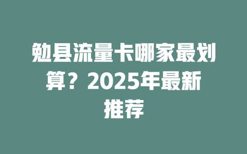 勉县流量卡哪家最划算？2025年最新推荐
