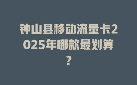 钟山县移动流量卡2025年哪款最划算？