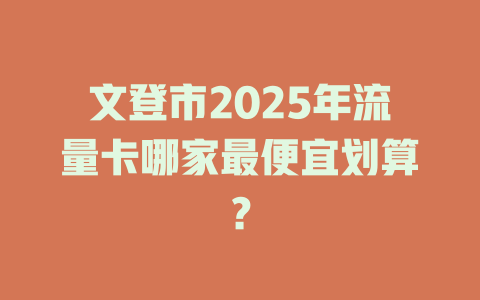 文登市2025年流量卡哪家最便宜划算？