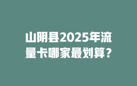 山阴县2025年流量卡哪家最划算？