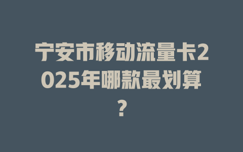 宁安市移动流量卡2025年哪款最划算？