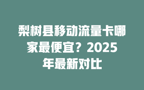 梨树县移动流量卡哪家最便宜？2025年最新对比