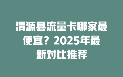 渭源县流量卡哪家最便宜？2025年最新对比推荐
