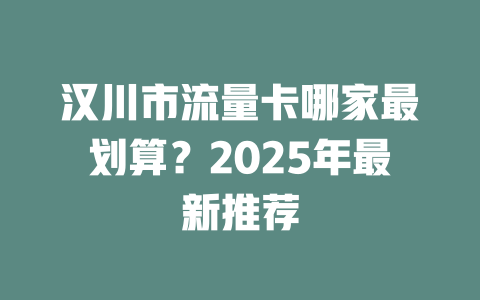 汉川市流量卡哪家最划算？2025年最新推荐