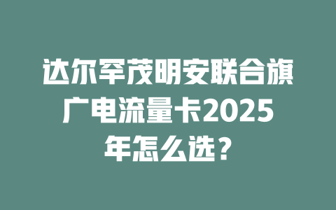 达尔罕茂明安联合旗广电流量卡2025年怎么选？