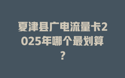 夏津县广电流量卡2025年哪个最划算？