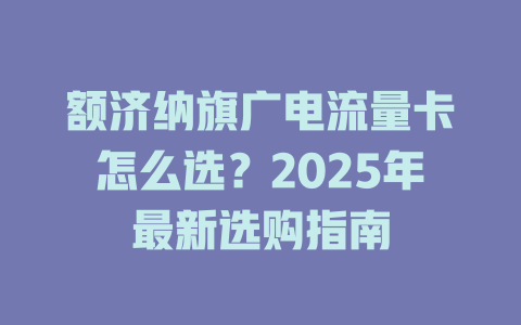 额济纳旗广电流量卡怎么选？2025年最新选购指南