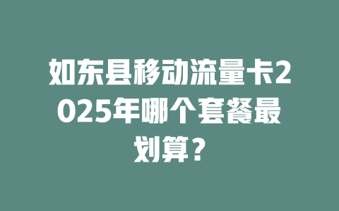 如东县移动流量卡2025年哪个套餐最划算？