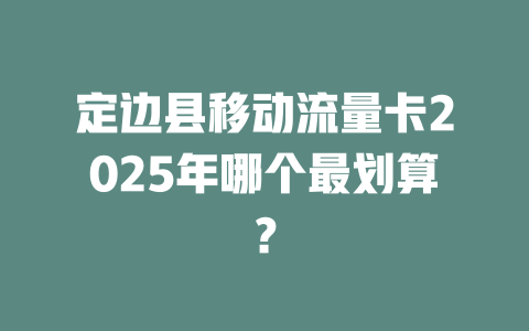 定边县移动流量卡2025年哪个最划算？