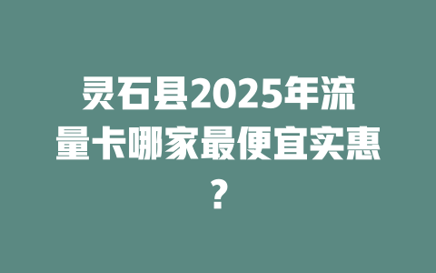灵石县2025年流量卡哪家最便宜实惠？