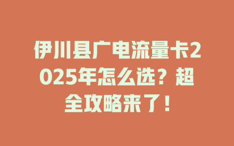 伊川县广电流量卡2025年怎么选？超全攻略来了！