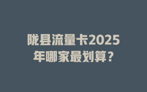 陇县流量卡2025年哪家最划算？