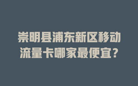 崇明县浦东新区移动流量卡哪家最便宜？