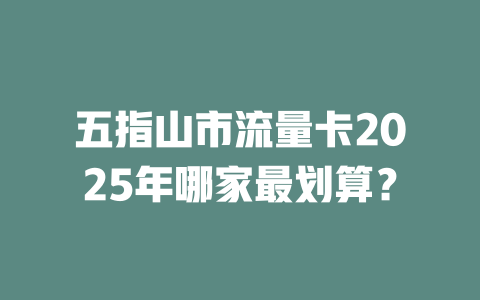 五指山市流量卡2025年哪家最划算？