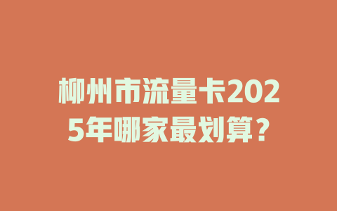 柳州市流量卡2025年哪家最划算？
