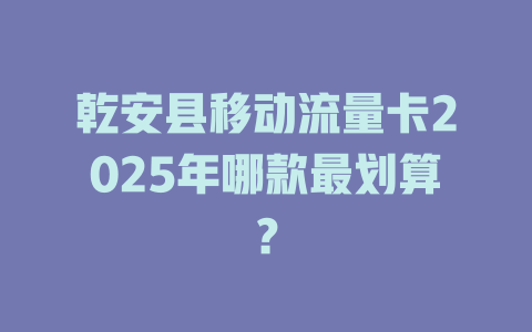 乾安县移动流量卡2025年哪款最划算？