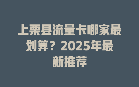 上栗县流量卡哪家最划算？2025年最新推荐