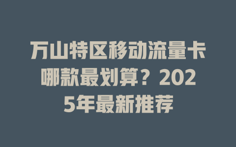 万山特区移动流量卡哪款最划算？2025年最新推荐