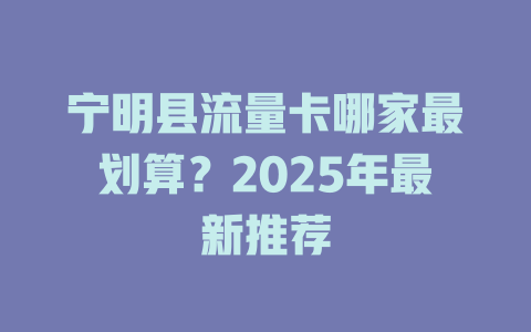 宁明县流量卡哪家最划算？2025年最新推荐