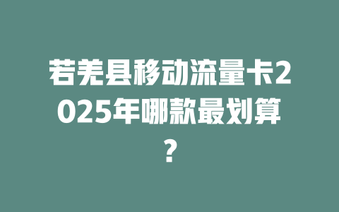 若羌县移动流量卡2025年哪款最划算？