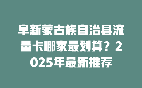 阜新蒙古族自治县流量卡哪家最划算？2025年最新推荐
