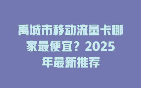 禹城市移动流量卡哪家最便宜？2025年最新推荐