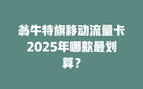 翁牛特旗移动流量卡2025年哪款最划算？