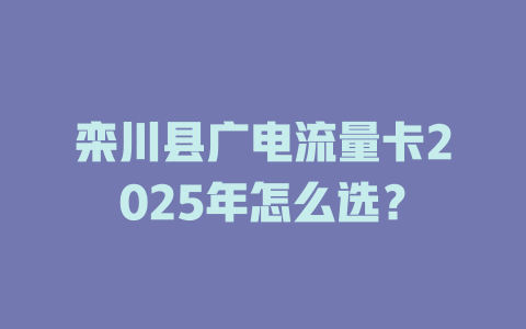 栾川县广电流量卡2025年怎么选？