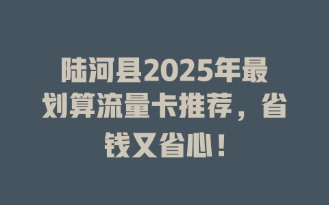 陆河县2025年最划算流量卡推荐，省钱又省心！