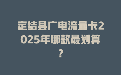 定结县广电流量卡2025年哪款最划算？