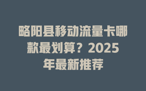 略阳县移动流量卡哪款最划算？2025年最新推荐
