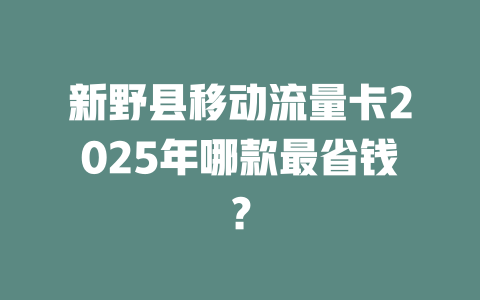 新野县移动流量卡2025年哪款最省钱？