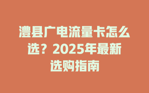 澧县广电流量卡怎么选？2025年最新选购指南