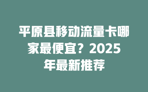 平原县移动流量卡哪家最便宜？2025年最新推荐